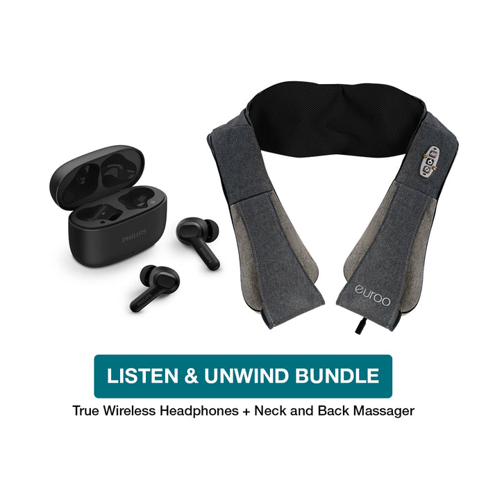 EHW-201NBM Neck and Back Massager + Philips TAT1109 True Wireless Headphones Bundle
